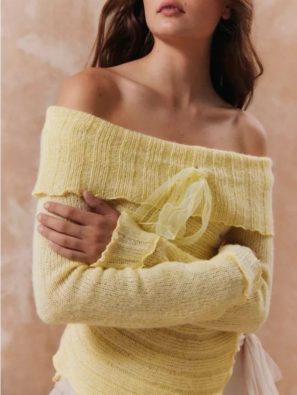 URBAN OUTFITTERS Yellow Kimchi Blue Fiona Off-The-Shoulder Sweater